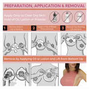 How to apply and remove breast lift graphic