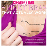 Cosmopolitan testimonial of sticky bras that actually work - Bring It Up is featured.